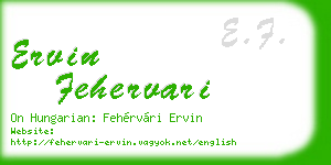 ervin fehervari business card
