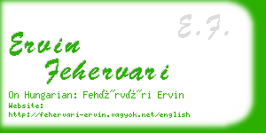 ervin fehervari business card